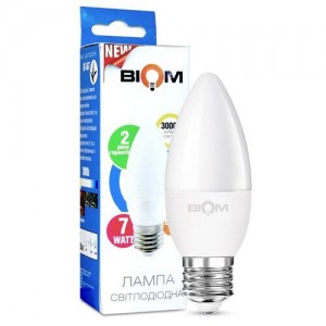 Светодиодная лампа Biom BT-567 C37 7W E27 3000К