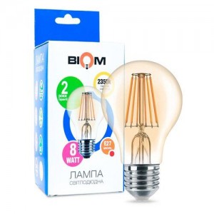Светодиодная лампа Biom FL-411 A60 8W E27 2350K (Бронза)