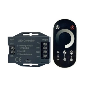 Діммер OEM D-24RF8-T-B (8A*3кан) DC12-24V чорний Діммер OEM D-24RF8-T-B (8A*3кан) DC12-24V чорний