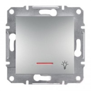 Кнопка "свет" с подсветкой Schneider-Electric Asfora Plus алюминий