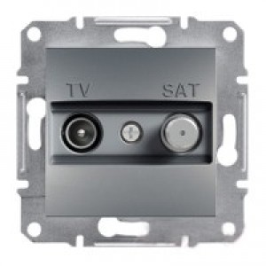 Розетка TV-SAT проходная (4дБ) Schneider-Electric Asfora Plus сталь